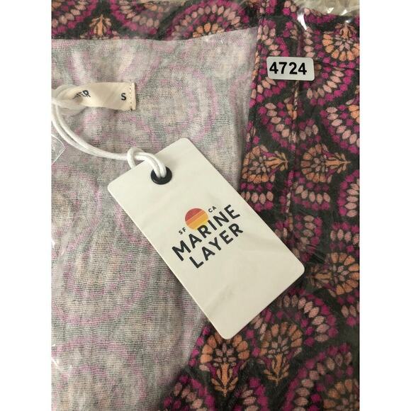 Marine Layer Colette Top Printed Doublecloth Fan Block Print Pink Purple NWT S - Picture 6 of 8